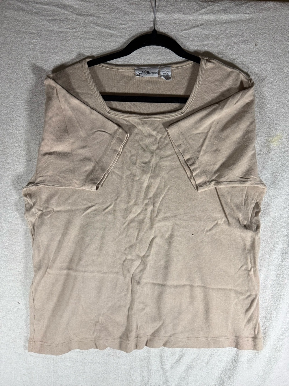 croft & barrow Neutral Scoop Neck Short Sleeve Top - Light Beige